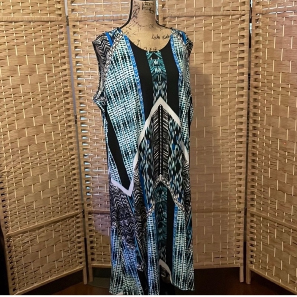 Sleeveless Geometric Maxi Dress 1X (22/24) NWT